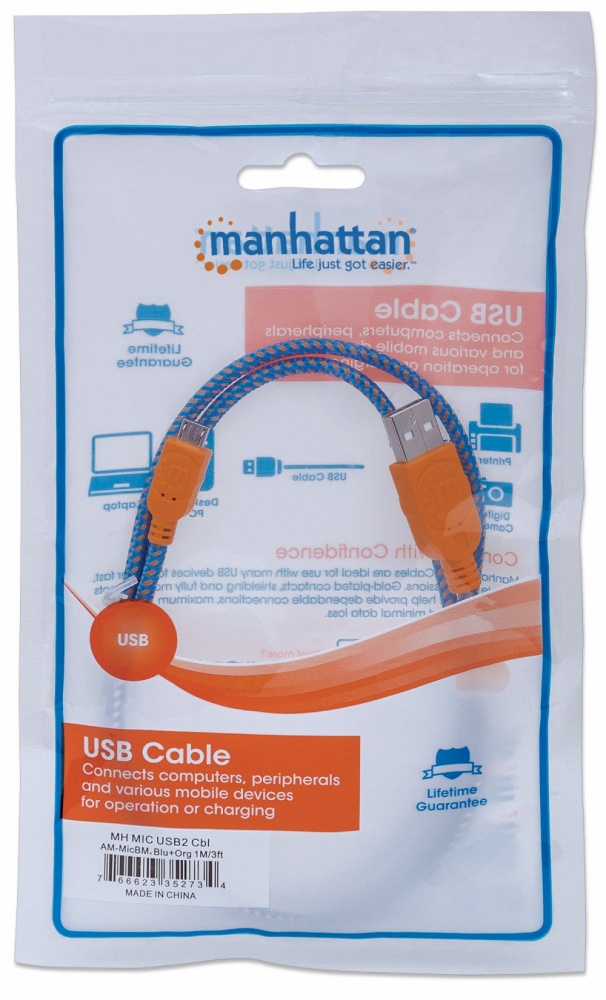 MANHATTAN CABLE USB V8 USB-A MACHO A MICRO USB-B MACHO 1 METRO