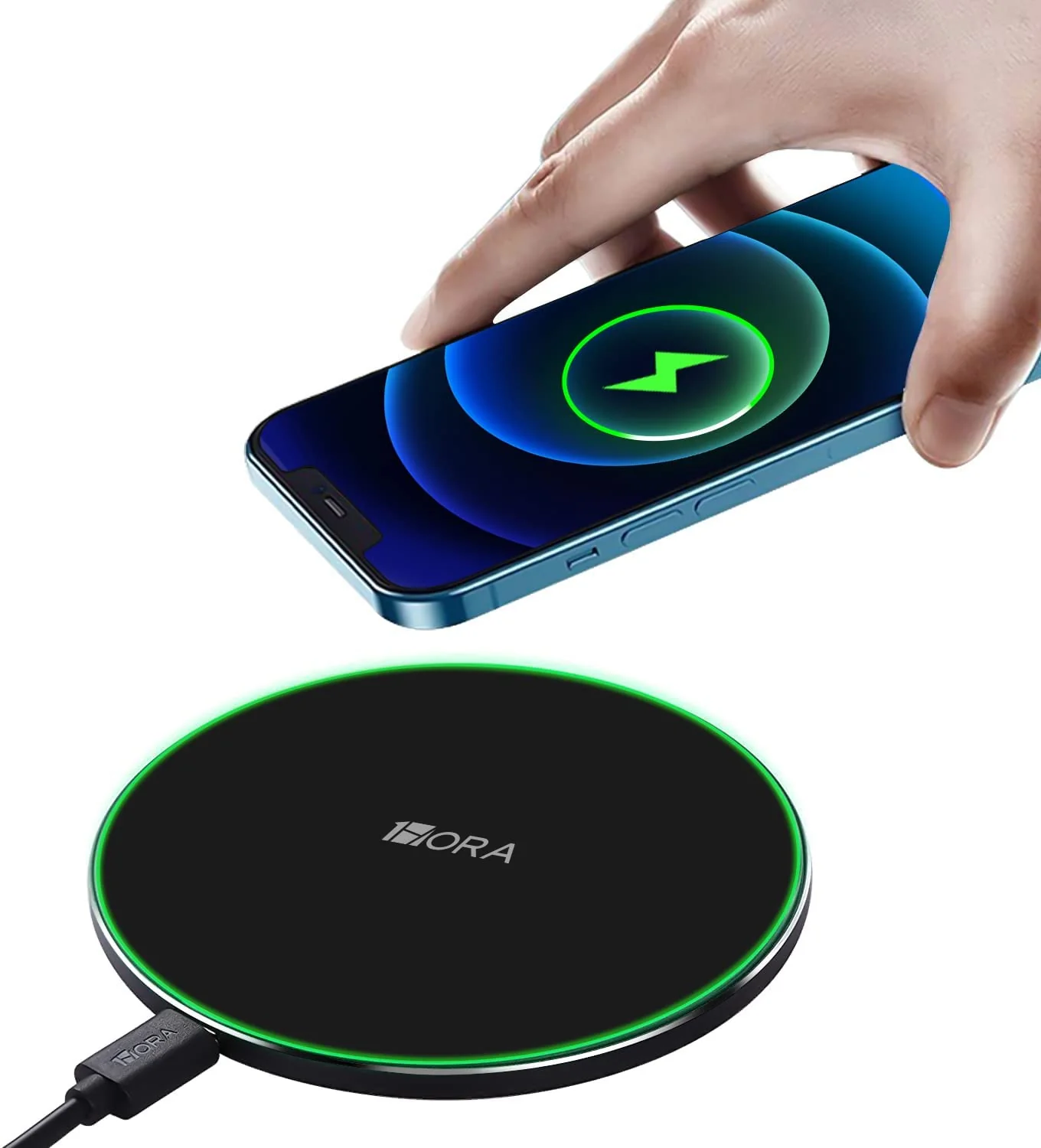 CARGADOR INALÁMBRICO 15W, WIRELESS CHARGER QI CON CABLE 3A