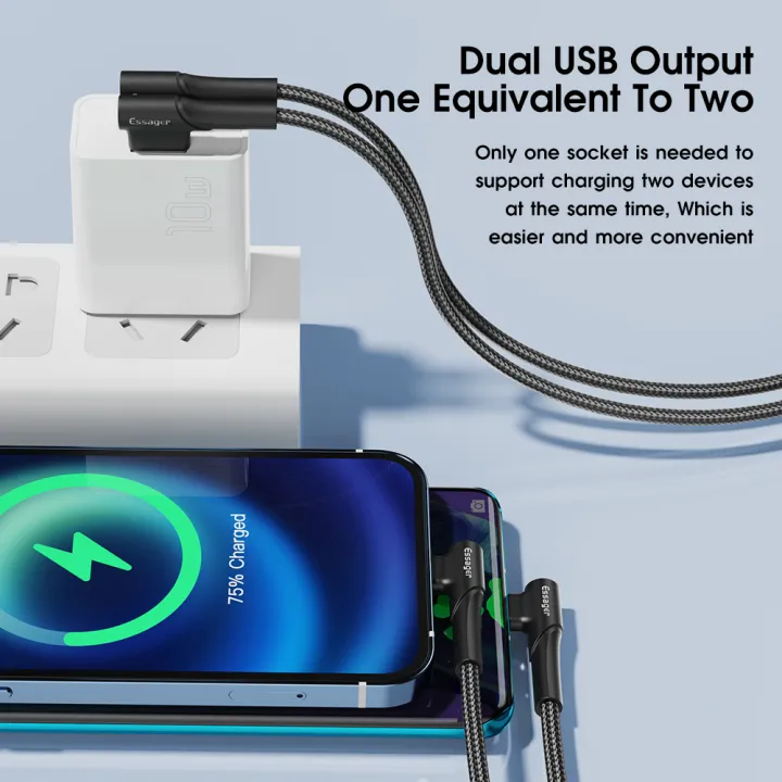 CARGADOR DE PARED CUBO ESSAGER DUAL USB 10W