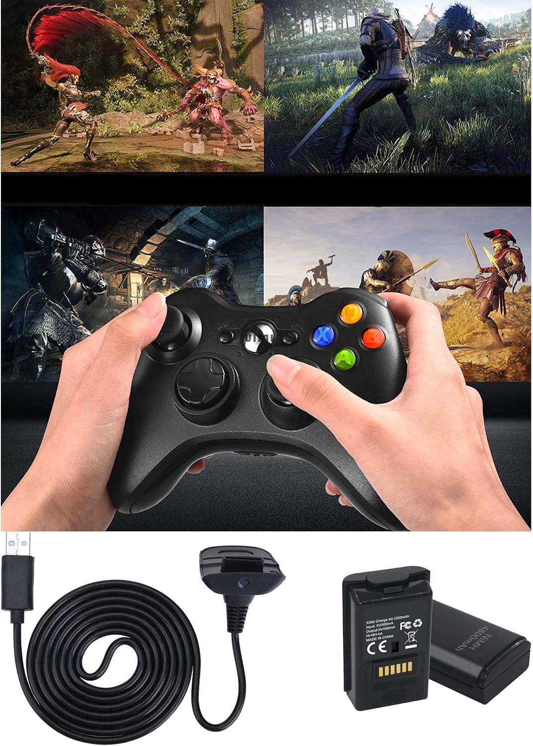 KIT CARGA Y JUEGA PARA CONTROL XBOX 360