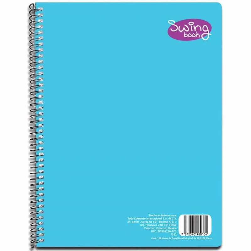 CUADERNO/LIBRETA ESPIRAL DE 100 HOJAS CUADRO 5 MM