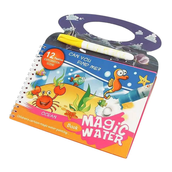 LIBRO MAGICO DE AGUA REUTILIZABLE PARA COLOREAR CON MARCADOR DE AGUA