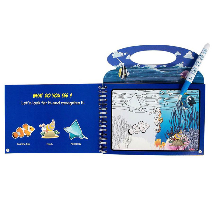 LIBRO MAGICO DE AGUA REUTILIZABLE PARA COLOREAR CON MARCADOR DE AGUA