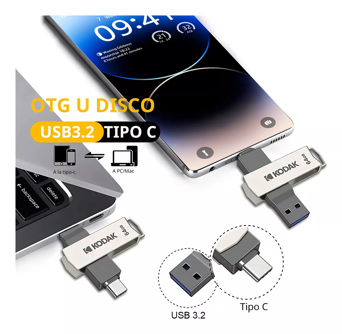 MEMORIA KODAK USB DUAL USB/TIPO C 