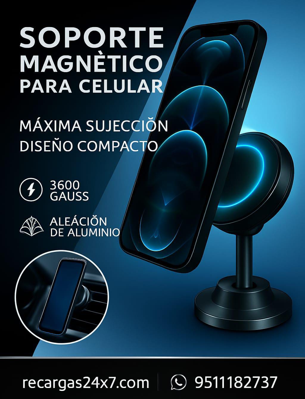 SOPORTE MAGNETICO DE ALUMINIO PARA CELULAR