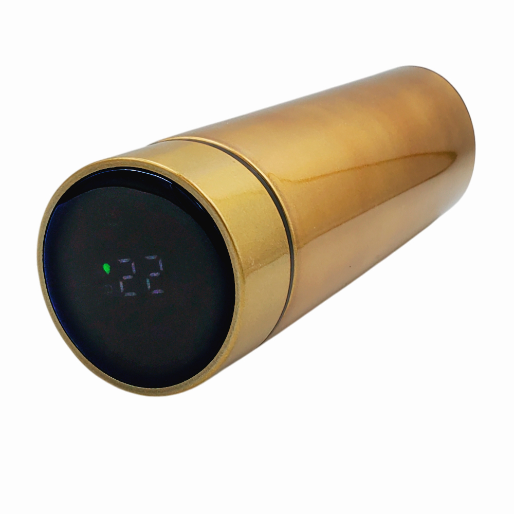 TERMO LISO DE ACERO INOXIDABLE CON MEDIDOR DIGITAL DE TEMPERATURA 500ml