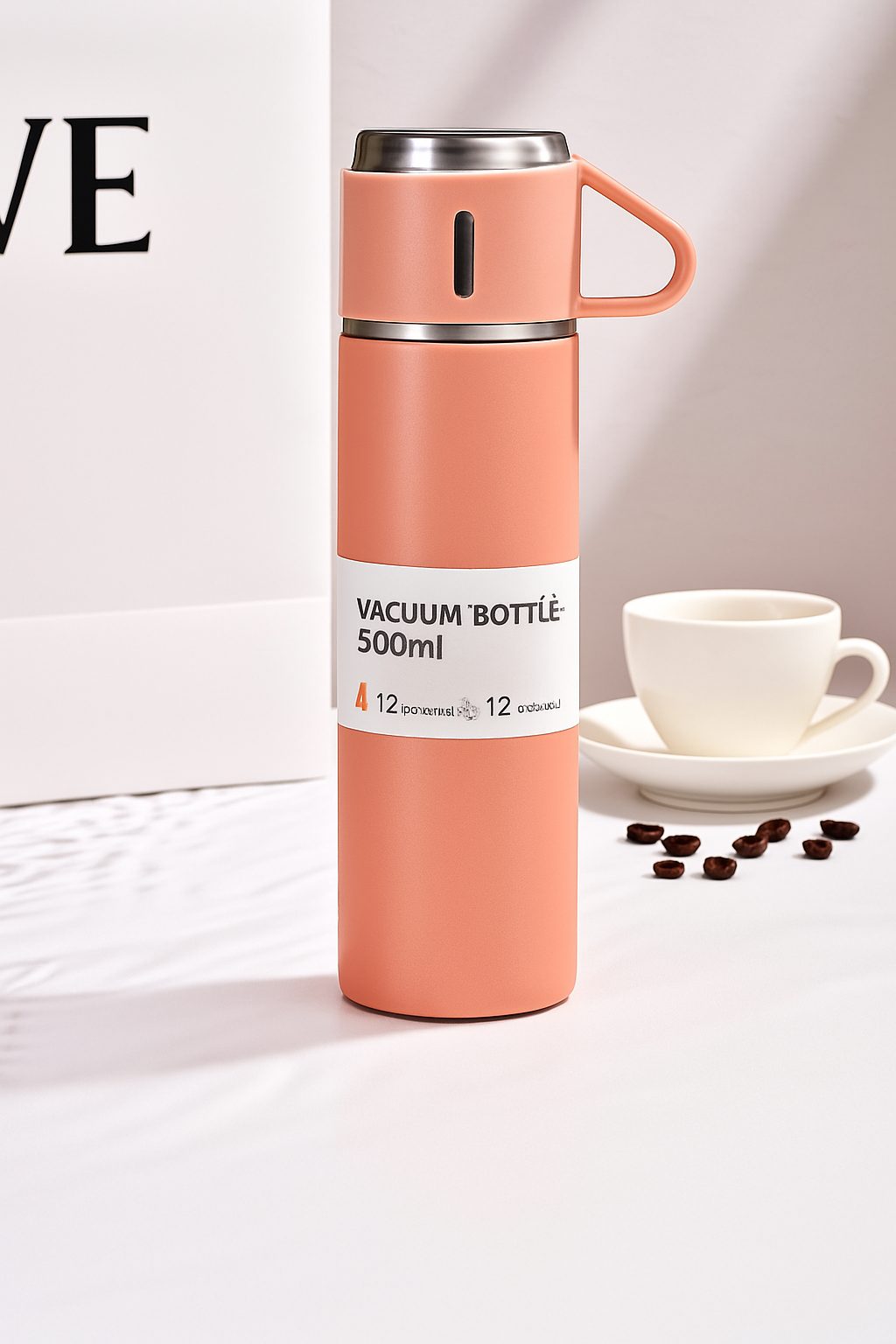 TERMO CON TAZA INCLUIDA PARA TÉ Y CAFÉ DE ACERO INOXIDABLE DE 500 ML CON TAZAS