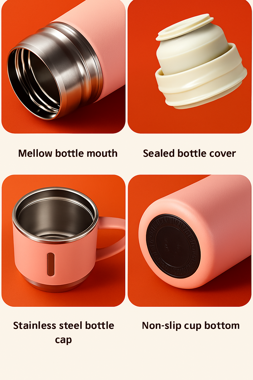 TERMO CON TAZA INCLUIDA PARA TÉ Y CAFÉ DE ACERO INOXIDABLE DE 500 ML CON TAZAS