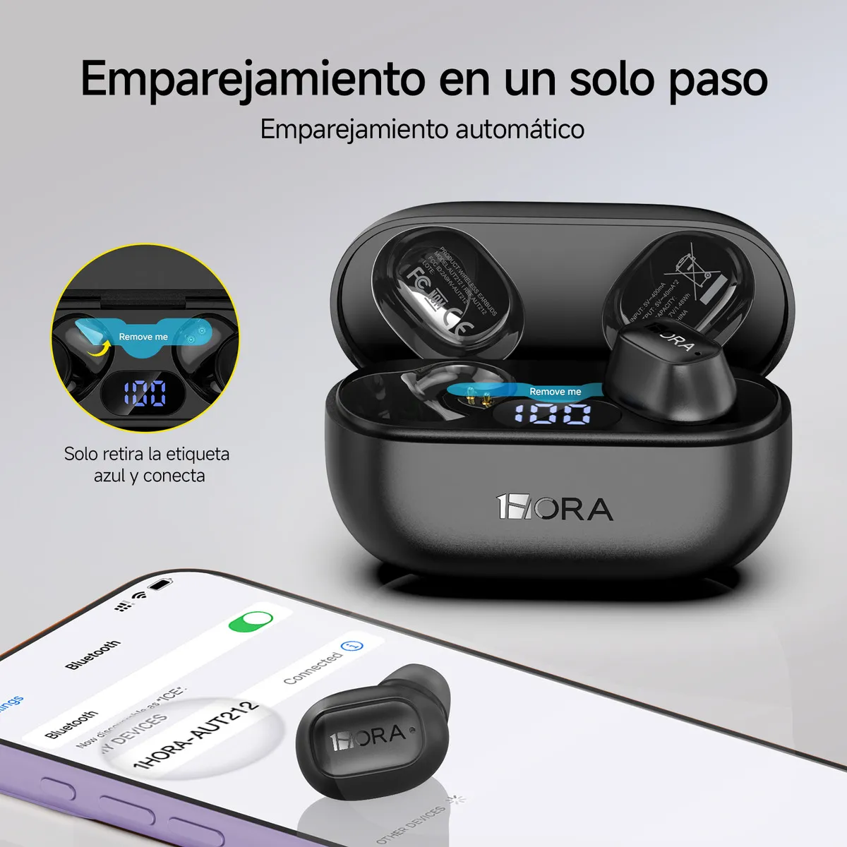 AUDIFONOS BLUETOOTH CON PANTALLA DE CARGA 1HORA AUT212