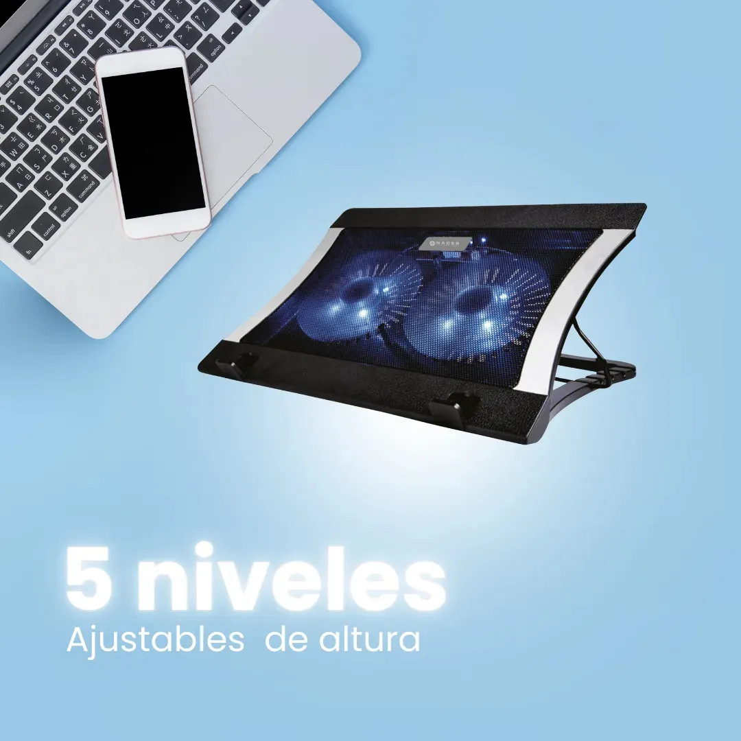 BASE ENFRIADORA 2 VENTILADORES NACEB PARA LAPTOP DE 12-17 PLGS