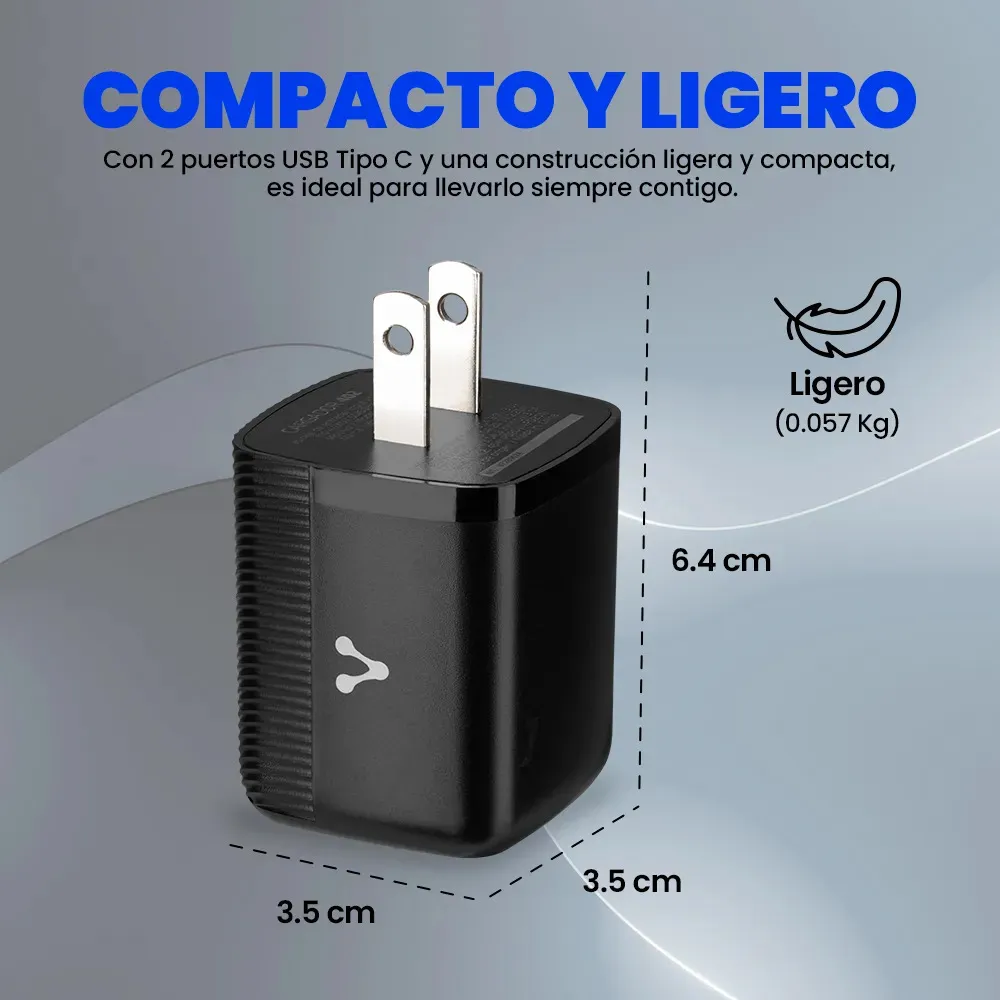 CARGADOR PARA PARED VORAGO CARGA RAPIDA 3.0 USB C DE 45W