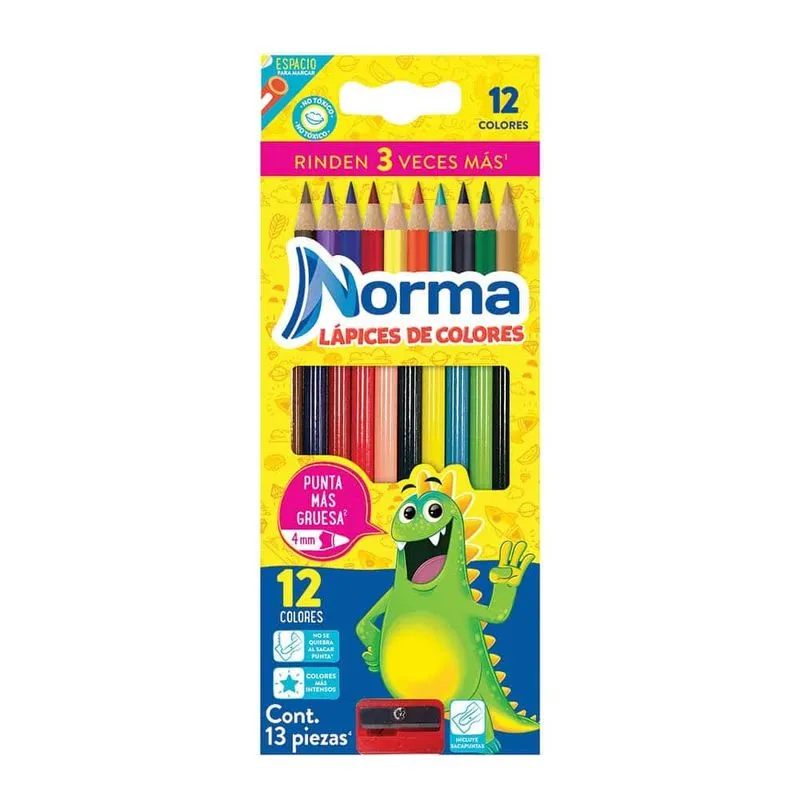 COLORES NORMA LARGOS CON 12 PIEZAS